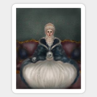 Marie Antoinette Portrait Historical Romantic Dress Holding a Skull and A Crystal Ball Sticker